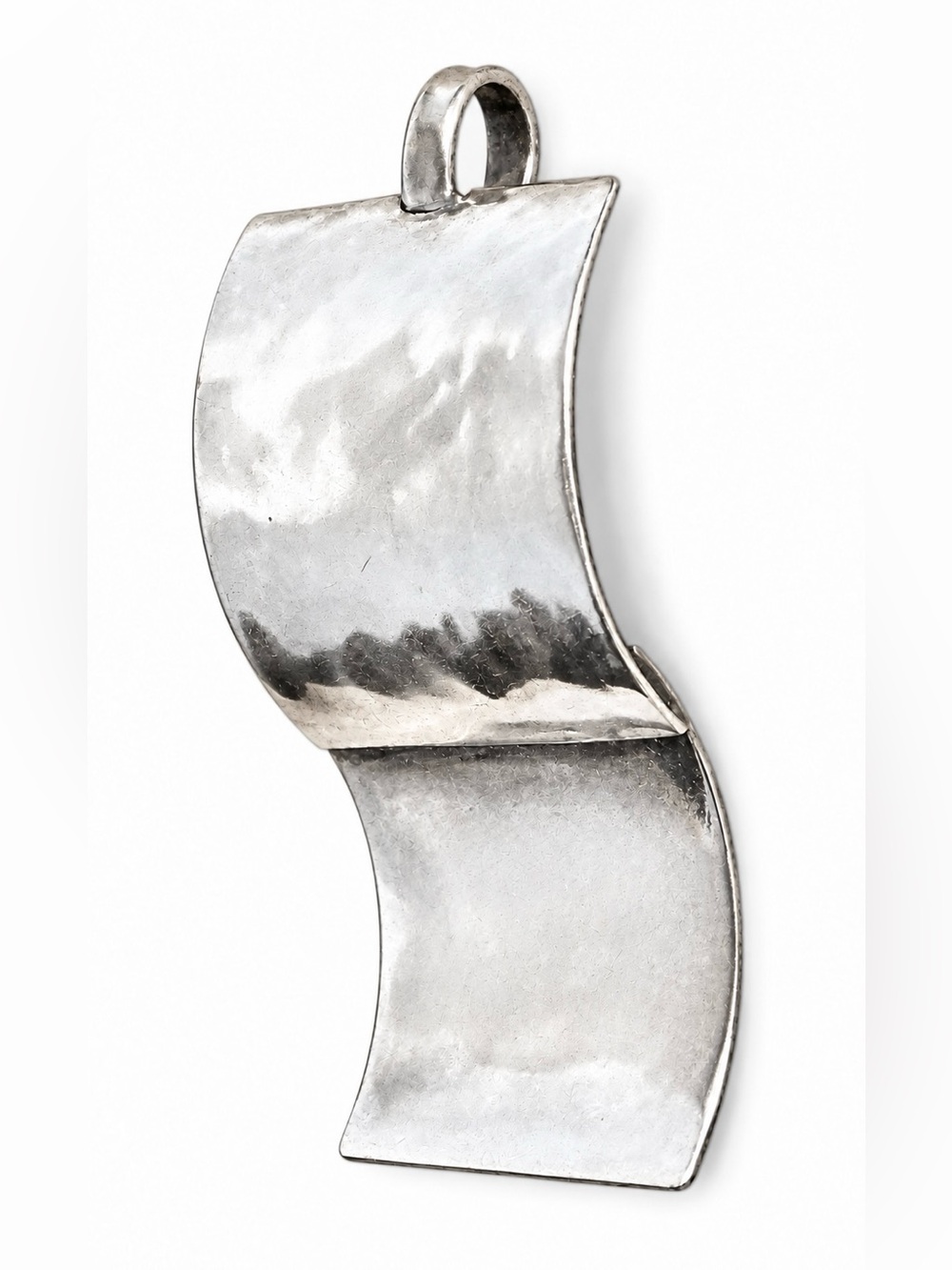 Hammered Silver Sculptural Pendant - Women Jewelry